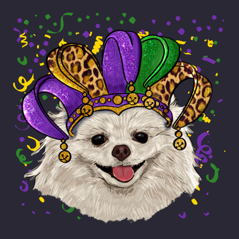 Mardi Gras Hat White Pomeranian Vintage Tee by RanaPortraitStore | Teevron