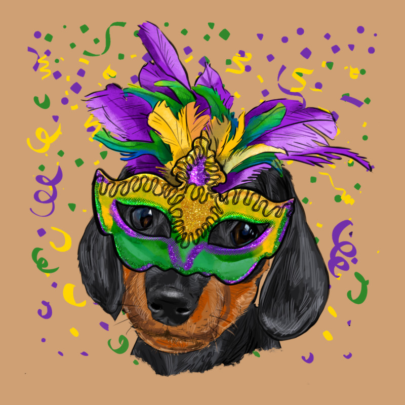 Mardi Gras Mask Dachshund Puppy Vintage Tee by RanaPortraitStore | Teevron