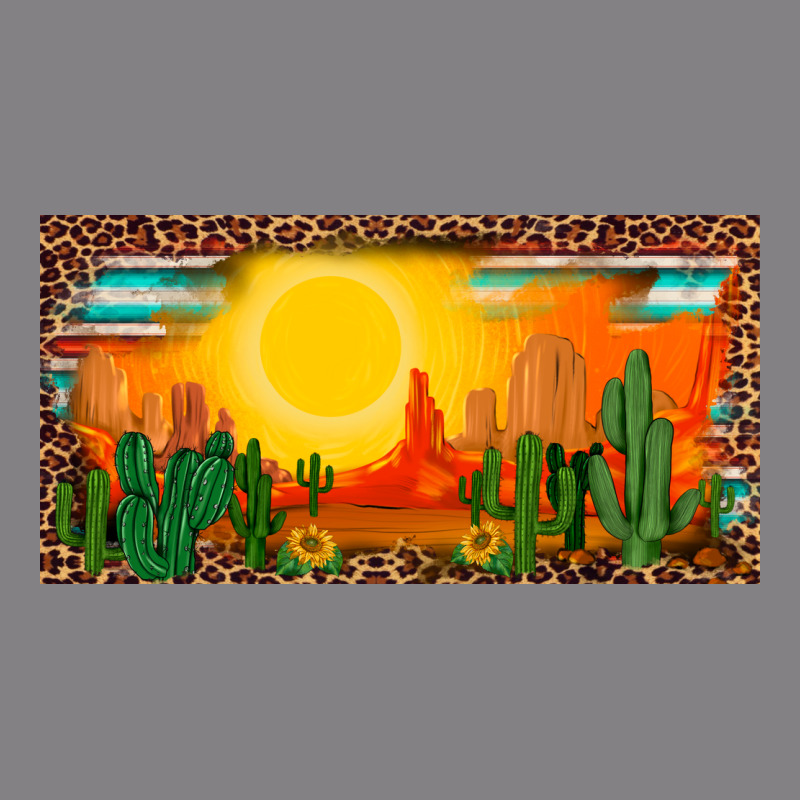 Western  Sunset Cactus Leopard Serape   License Plate Template Heavyweight Hoodie by BarkalooDesign | Teevron