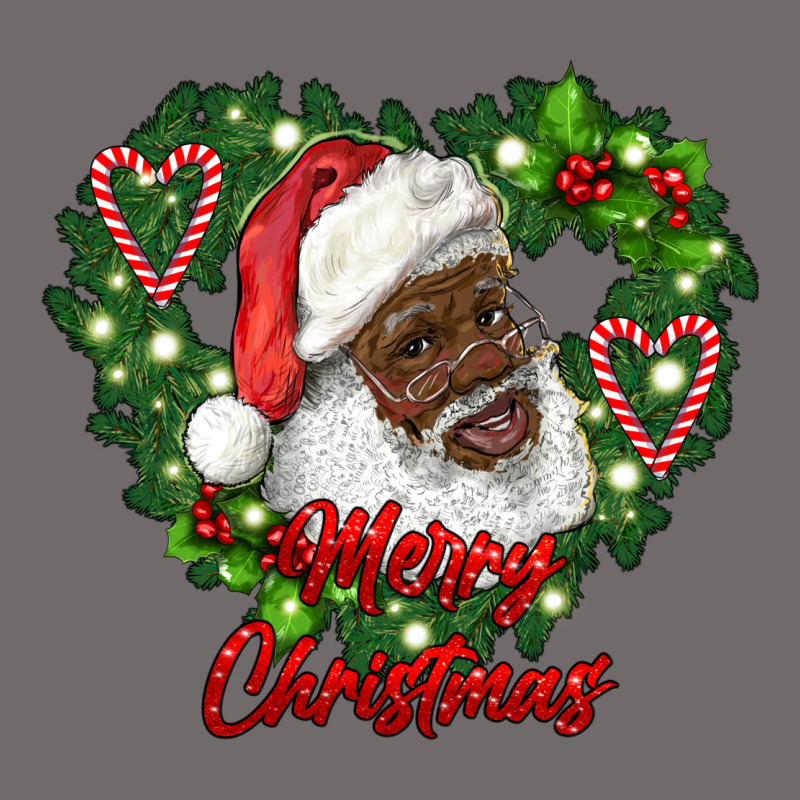 Merry Christmas African American Santa With Wreath Urban Heavy Tee by RanaPortraitStore | Teevron