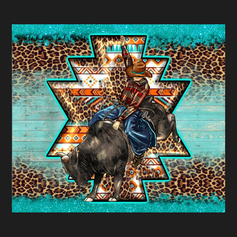 Western Rodeo Bullfighter Aztec Leopard Turquoise Heavyweight Hoodie by BarkalooDesign | Teevron