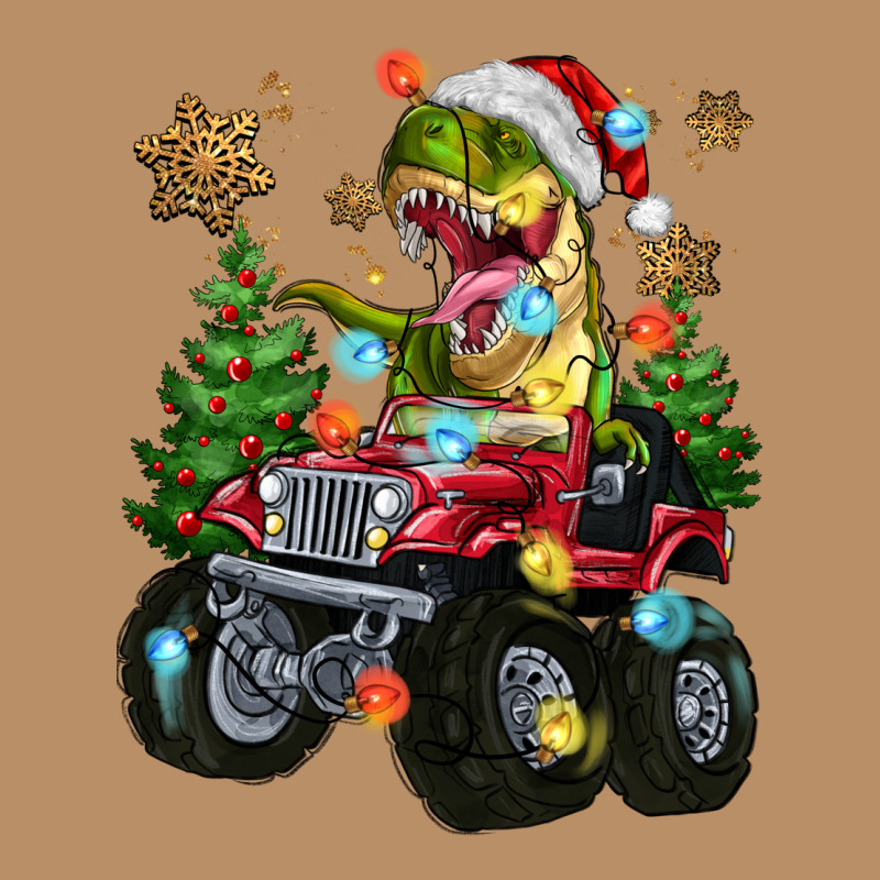 Christmas T-rex With Monster Truck Vintage Hoodie by MaliasSmallBusiness | Teevron