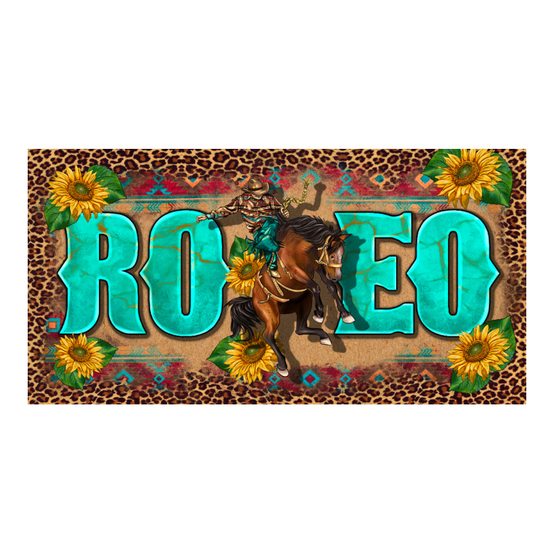 Western Rodeo Horse Leopard Aztek Sunflower License Plate Template Heavyweight Hoodie by BarkalooDesign | Teevron