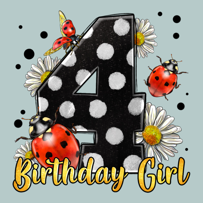 Ladybug Birthday Girl Age 4 Heavy Core Tee by LillyAllenDesigns | Teevron