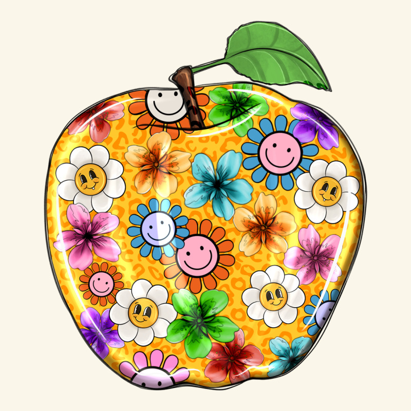 Colorful Flora Apple Teacher Premium Hoodie by NancyCooperArtShop | Teevron
