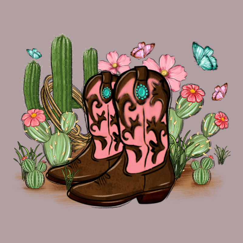 Cowboy Boots With Cactus Vintage Hoodie by MaliasSmallBusiness | Teevron