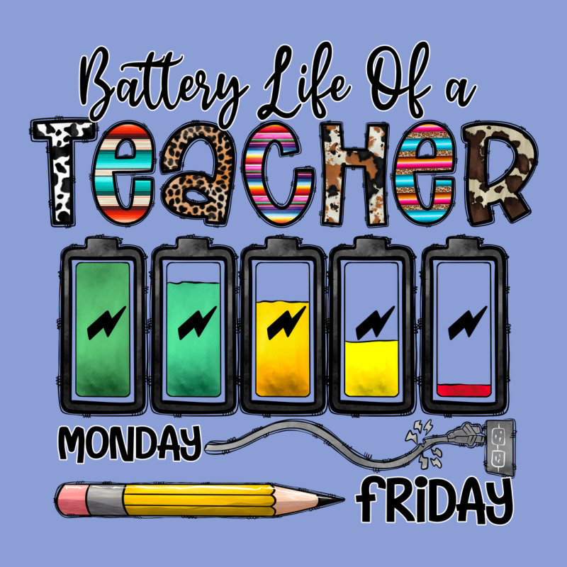 Battery Life Of A Teacher Monday Friday Long Sleeve Tee by CowhideDigitalArt | Teevron
