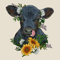 Baby Cow Black Angus Calf With Flowers Urban Heavy Tee | Teevron