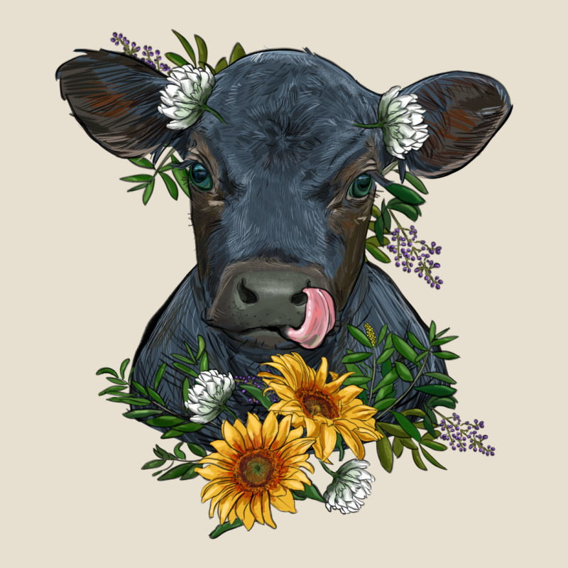 Baby Cow Black Angus Calf With Flowers Urban Heavy Tee by RanaPortraitStore | Teevron