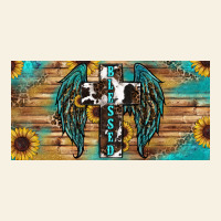 Western Blessed Cros Sunflowers Licence Plate Vintage Tee | Teevron