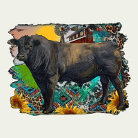Black Angus Bull With Aztec And Farm Background Urban Heavy Tee | Teevron