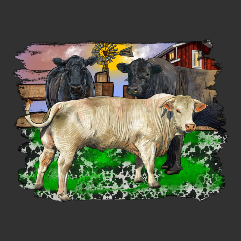 Charolais Bull Black Angus Cattle And Bull With Barnyard And Cowhide Urban Heavy Tee by RanaPortraitStore | Teevron