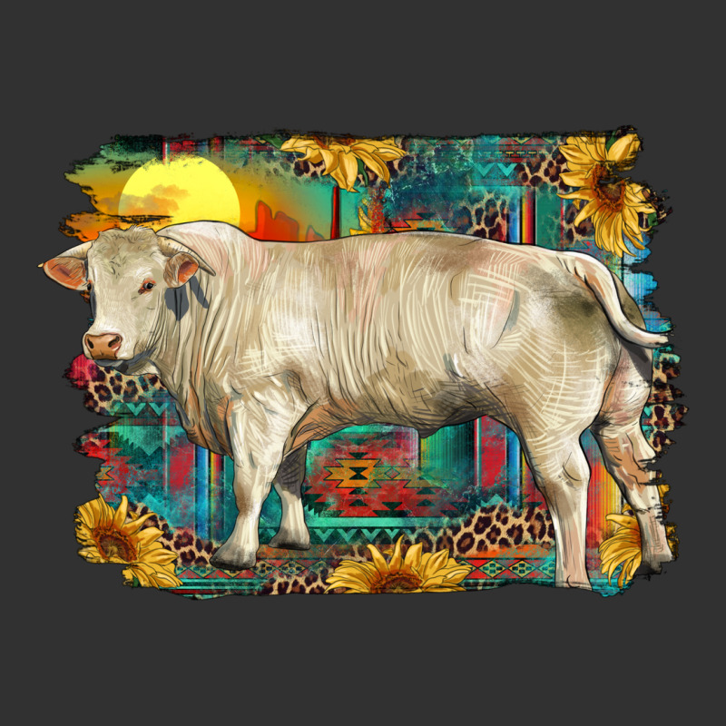 Western Charolais Bull And Aztec Sunflower Background Urban Heavy Tee by RanaPortraitStore | Teevron