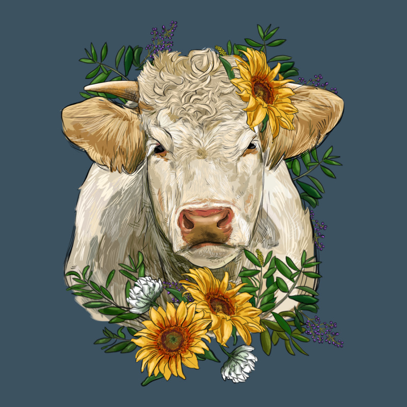 Charolais Cattle With Sunflowers Urban Heavy Tee by RanaPortraitStore | Teevron