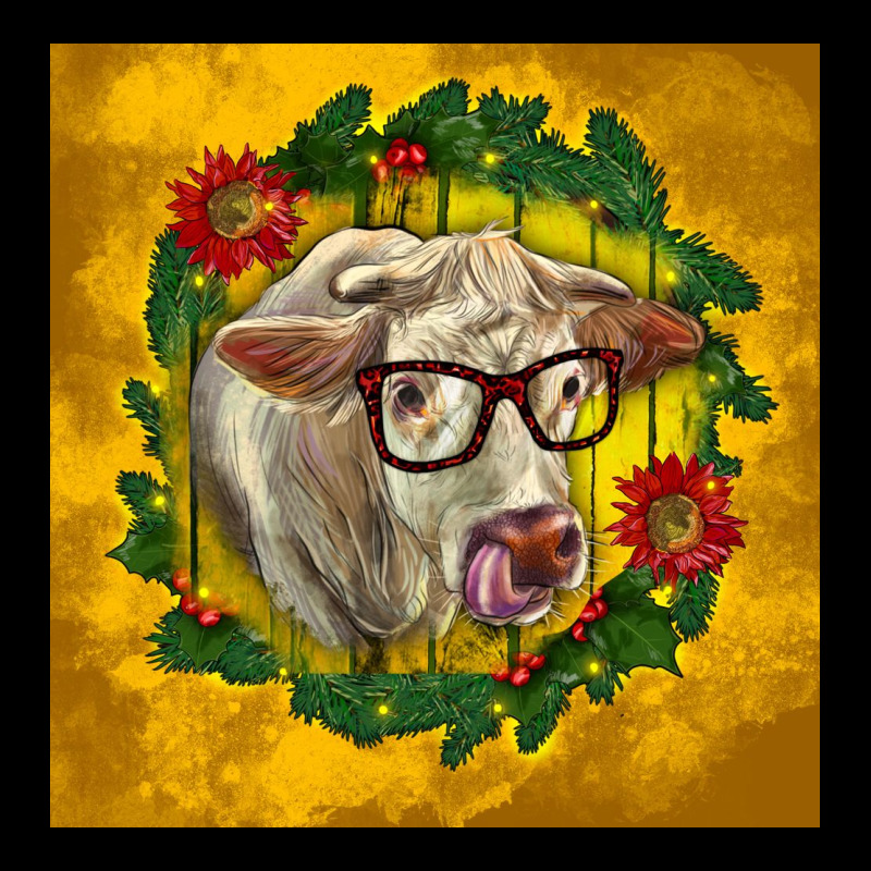 Christmas Charolais Cow Face Heavy Core Tee by LillyAllenDesigns | Teevron