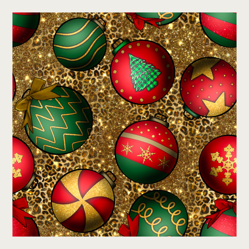 Christmas Ornaments And Leopard Seamless Pattern Zipper Hoodie by BundleAndBundleShop | Teevron