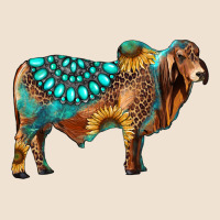 Brahman Bull Gemstone Turquoise And Sunflower Urban Heavy Tee | Teevron