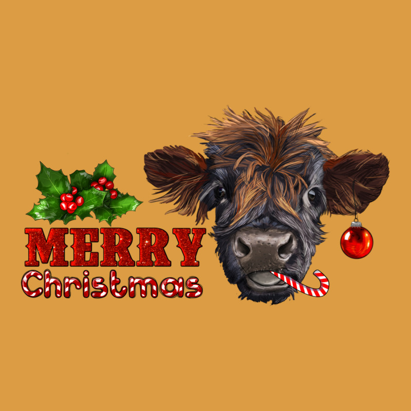Merry Christmas Highland Calf With Candy Cane Urban Heavy Tee by RanaPortraitStore | Teevron