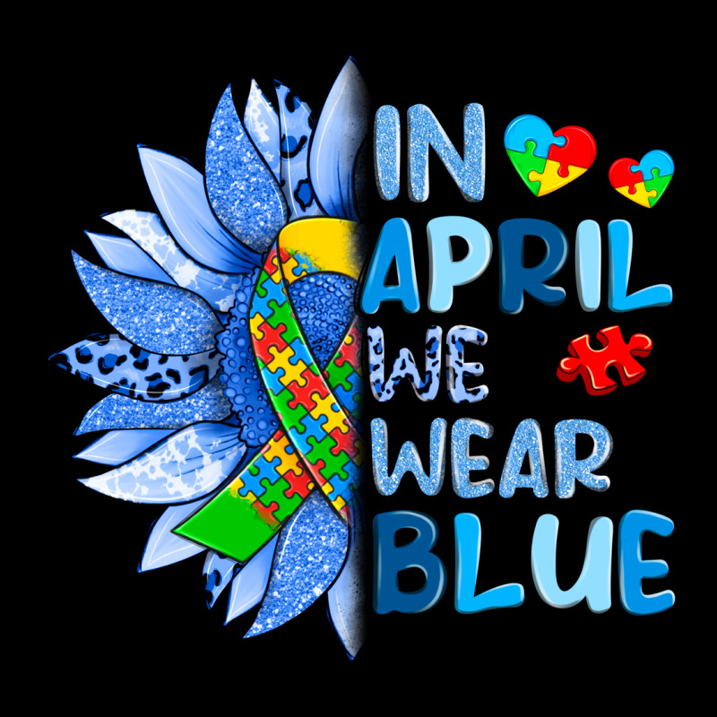 In April We Wear Blue Sunflower Zipper Hoodie by Artiststas | Teevron