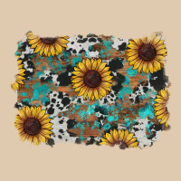 Western Sunflowers Turquoise Cowhide Background Heavyweight Sweatshirt | Teevron