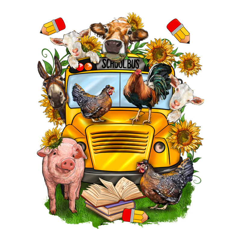 Farm Animals With School Bus Premium Hoodie by NancyCooperArtShop | Teevron