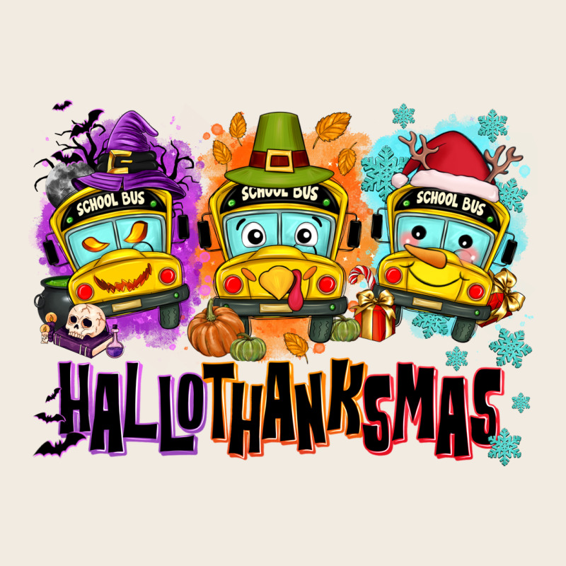 Happy Hallothanksmas School Bus Premium Sweatshirt by NancyCooperArtShop | Teevron