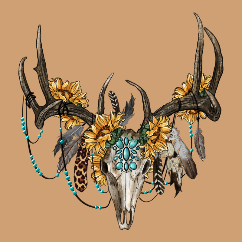 Boho Deer Skull Sunflowers And Gemstone Vintage Tee by RanaPortraitStore | Teevron