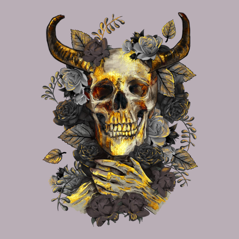 Bull Human Skull With Gold Roses Vintage Tee by RanaPortraitStore | Teevron
