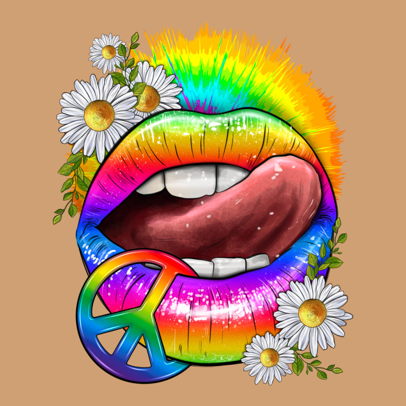 Rainbow Lips With Daisies Vintage Tee by texasbilliewilder | Teevron