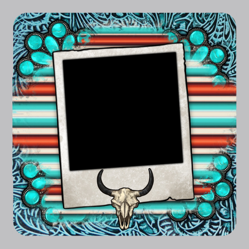 Gemstone Turquoise Serape Custom Photo Frame Coaster Classic Tee by BarkalooDesign | Teevron