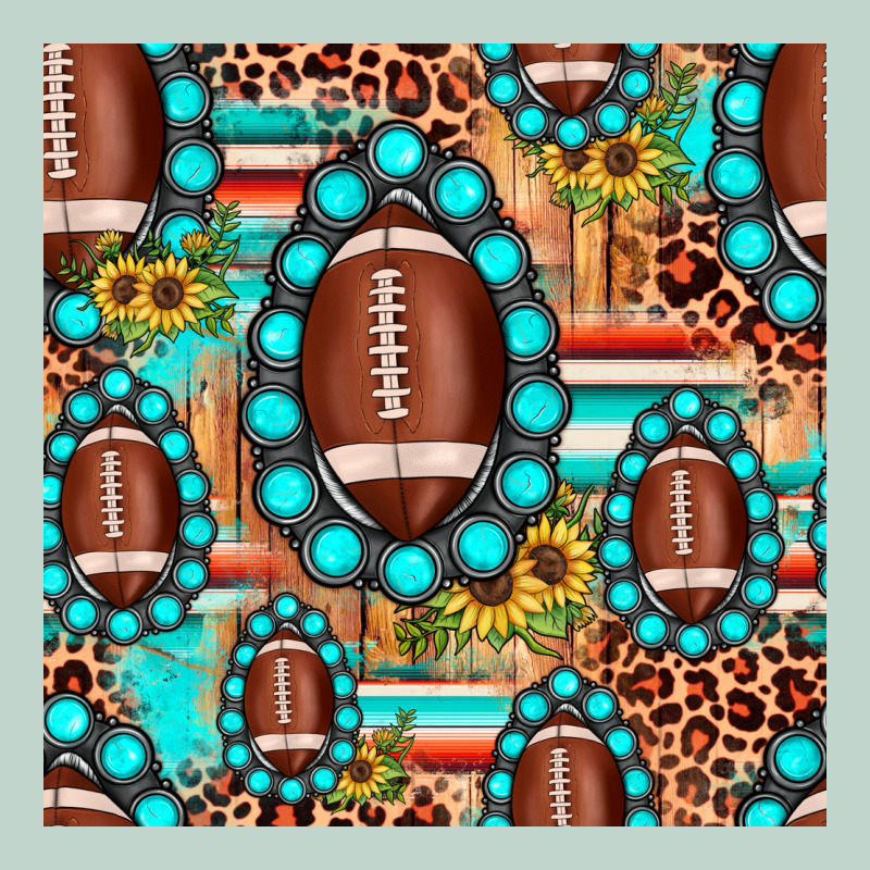 Football Leopard Turquoise Gemstone Sunflower Seamless Pattern Zipper Hoodie by JahusDesignShop | Teevron