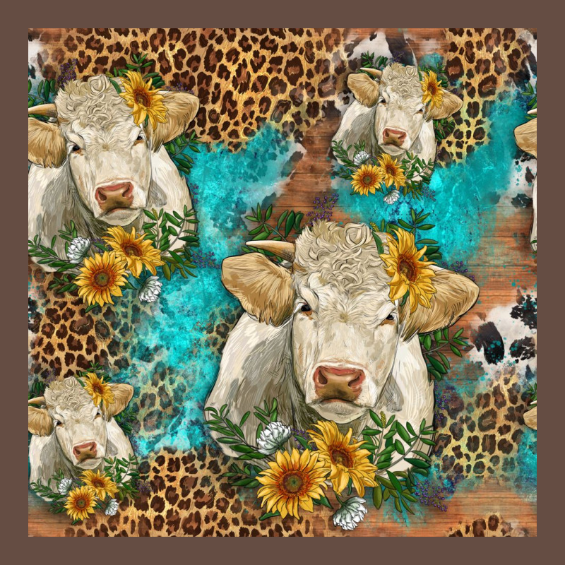 Sunflowers Charolais Cow Seamless Pattern Long Sleeve Tee by HRA Design Shop | Teevron
