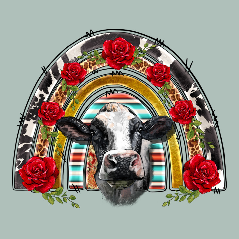 Black And White Baby Cow Floral Rose Rainbow Heavyweight Hoodie by BarkalooDesign | Teevron