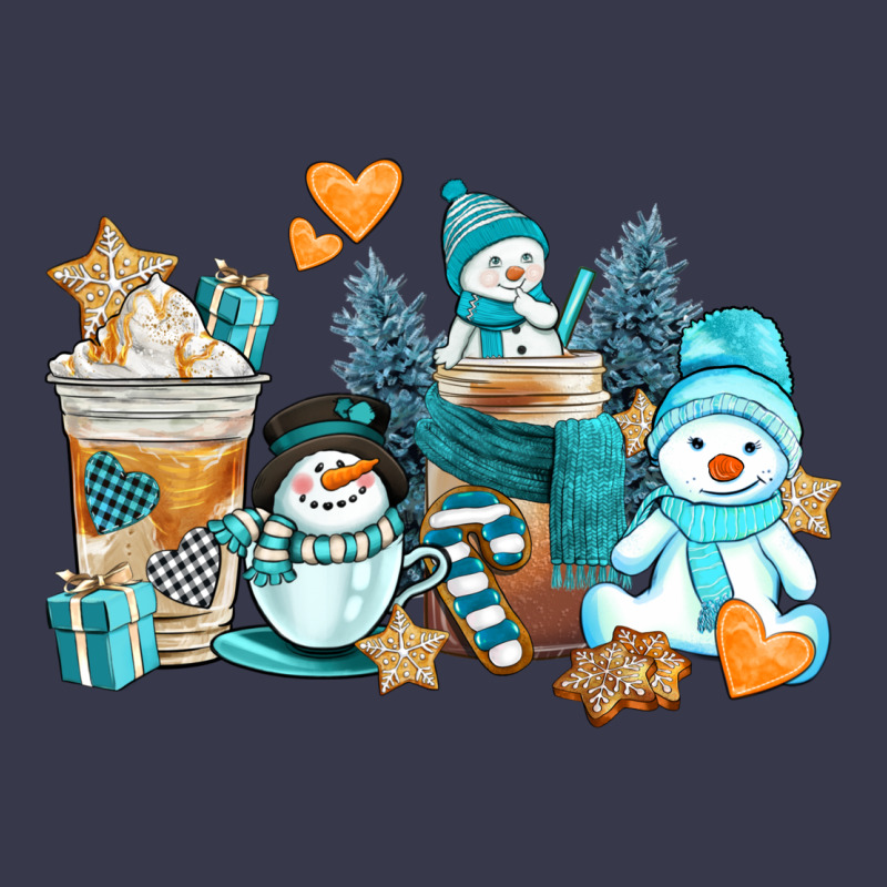 Winter Snowman Coffee Cups Long Sleeve Tee by AdoDesignShop | Teevron