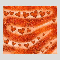 Orange Glitter Heart Zipper Hoodie | Teevron