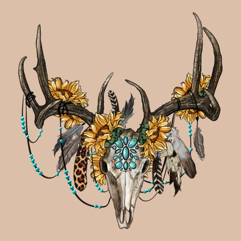 Boho Deer Skull Sunflowers And Gemstone Urban Heavy Tee by RanaPortraitStore | Teevron
