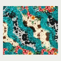 Turquoise Glitter Cowhide Zipper Hoodie | Teevron