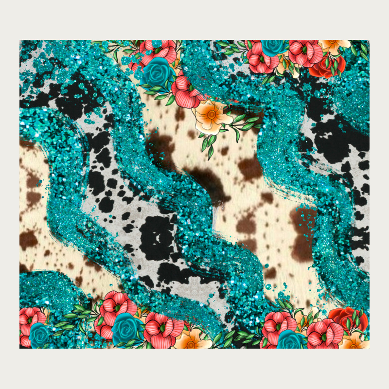 Turquoise Glitter Cowhide Zipper Hoodie by JahusDesignShop | Teevron