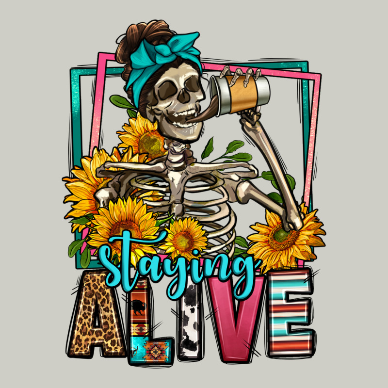 Staying Alive Coffee Drinking Skeleton Heavyweight Hoodie by Jasminsmagicworld | Teevron