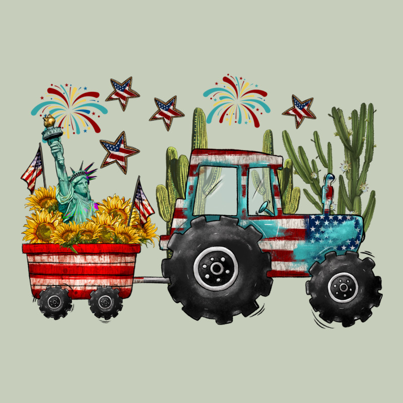 4th Of July Tractor Long Sleeve Tee by CowGirlArtShop | Teevron