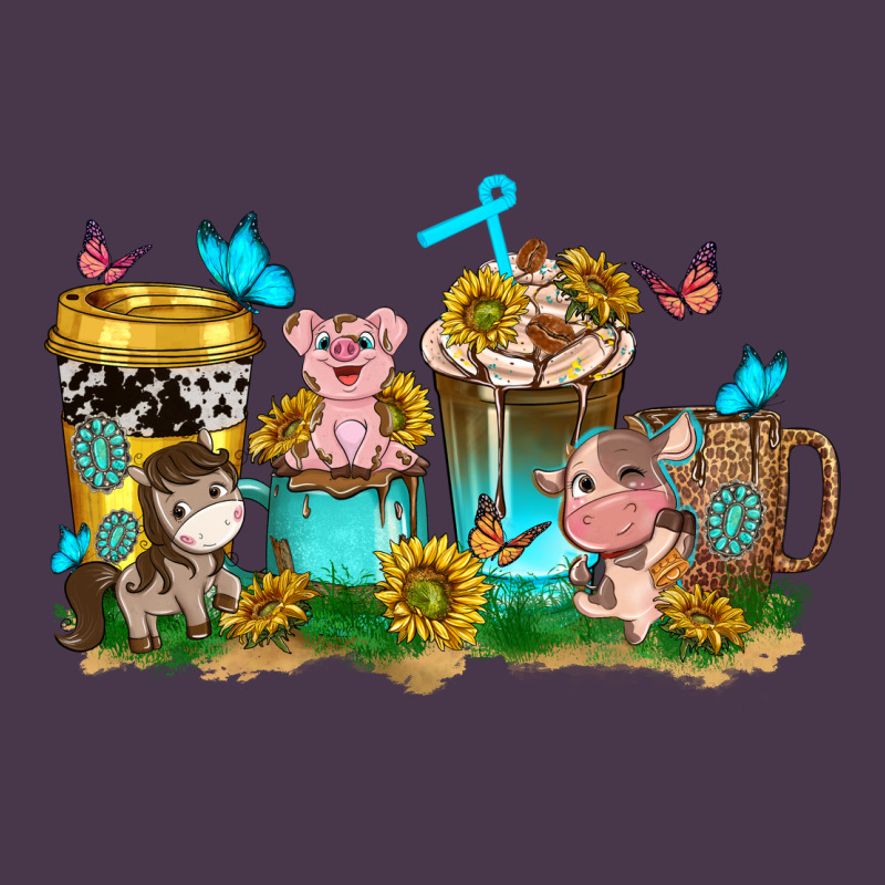 Farm Cute Animals With Sunflower Coffee Cups Heavyweight Hoodie by NancyCooperArtShop | Teevron