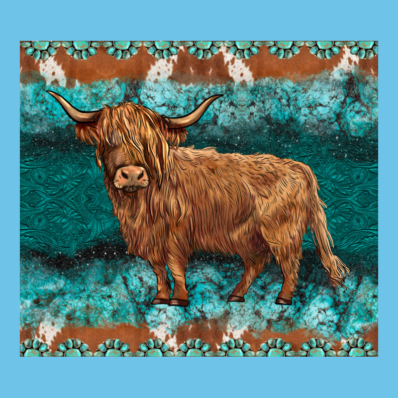 Turquoises Gemstones Cowhide Highland Cow Premium Sweatshirt by BarkalooDesign | Teevron