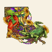 Louisiana Map With Mardi Gras Crocodile Vintage Tee | Teevron