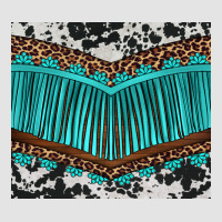 Western Cowhide Leopard Turquoise Fringed Premium Sweatshirt | Teevron