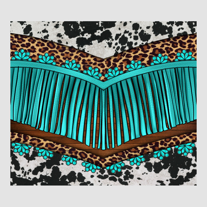 Western Cowhide Leopard Turquoise Fringed Premium Sweatshirt by BarkalooDesign | Teevron