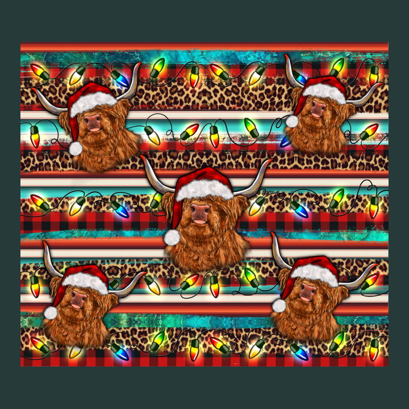 Christmas Turquoise Serape Highland Cow Premium Sweatshirt by BarkalooDesign | Teevron