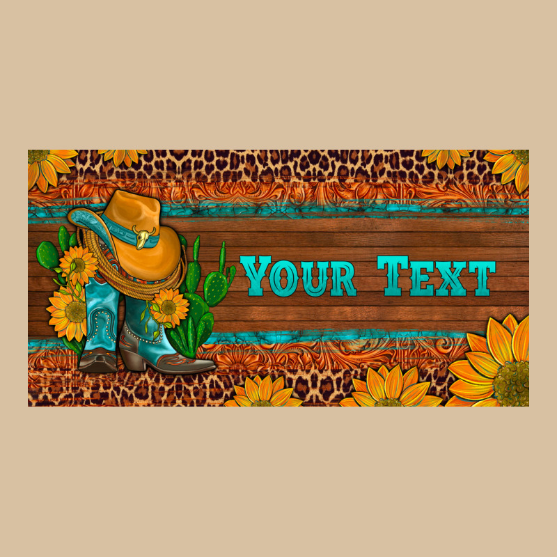 Preview Custom Cowboy Boots Sunflowers And Cactus License Plate Heavyweight Hoodie by Artiststas | Teevron