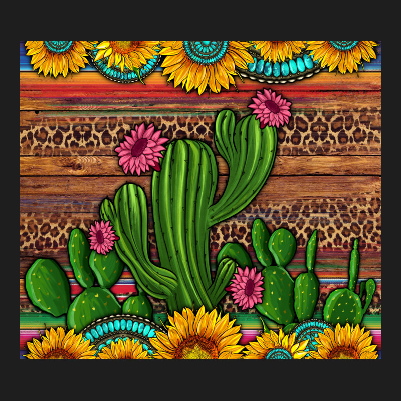 Sunflowers Turquoise Serape Cactus Tumbler Heavyweight Hoodie by Artiststas | Teevron