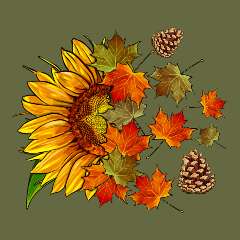 Sunflower And Autumn Leaves Long Sleeve Tee by HRA Design Shop | Teevron