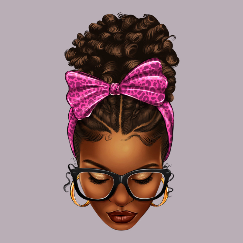 Afro Messy Bun Pink Leopard Bow Vintage Tee by texasbilliewilder | Teevron